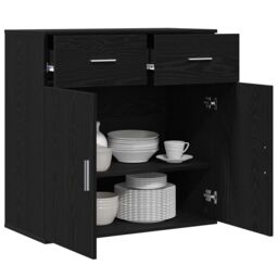 Berkfield Home Sideboard with Drawer with Shelf with Storage with Door Black oak Engineered wood - thumbnail 3