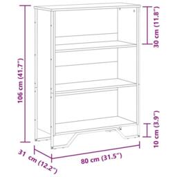 Berkfield Home Bookcase Brown Oak 80x31x106 cm Engineered Wood - Size: 80 x 31 x 106 cm - thumbnail 9