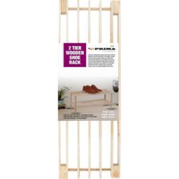 BARGAINS-GALORE Wooden Shoe Rack Footwear Storage Organiser Shelf Book Natural 2 Tier in Brown - thumbnail 1