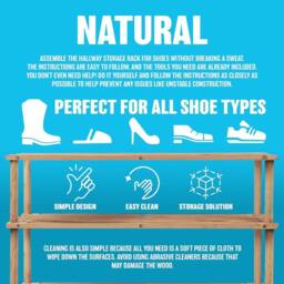 BARGAINS-GALORE Wooden Shoe Rack Footwear Storage Organiser Shelf Book Natural 2 Tier in Brown - thumbnail 7