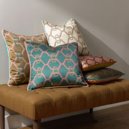 Paoletti Carnaby Chain Geometric Satin Cushion in Bronze - Size: 45 cm x 45 cm - thumbnail 5