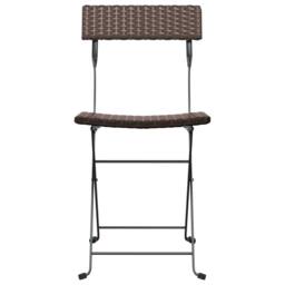Berkfield Home Folding Bistro Chairs 2 pcs Brown Poly Rattan & Steel - thumbnail 4