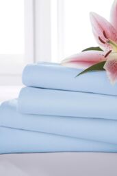 Martex Percale Fitted Sheet in Light Blue - Size: Double - thumbnail 1