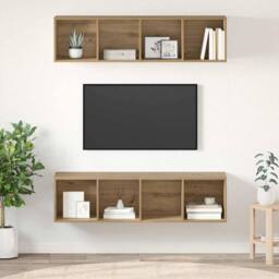 Berkfield Home Modern 2 pcs Artisan oak 37 x 37 x 142.5 cm Engineered wood in Brown - thumbnail 2