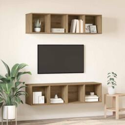 Berkfield Home Modern 2 pcs Artisan oak 37 x 37 x 142.5 cm Engineered wood in Brown - thumbnail 4