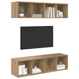 Berkfield Home Modern 2 pcs Artisan oak 37 x 37 x 142.5 cm Engineered wood in Brown - thumbnail 1