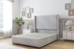 "Comfort Beds Ayla Naples Divan Set 2 Drawers-54"" Wingback-Footboard in Silver - Size: Small Double" - thumbnail 3