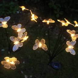 Bright Zeal Set of 4 30cm Solar LED Firefly Garden Lights with Flexible Stakes in Yellow - thumbnail 2