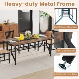 Costway 180 CM Wooden Conference Table Industrial Meeting Table for 6-8 People in Black - thumbnail 5