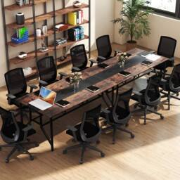 Costway 180 CM Wooden Conference Table Industrial Meeting Table for 6-8 People in Black - thumbnail 3