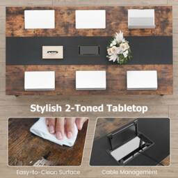 Costway 180 CM Wooden Conference Table Industrial Meeting Table for 6-8 People in Black - thumbnail 4