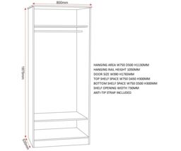 Seconique Portland 2 Door Wardrobe in White - thumbnail 6