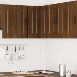Berkfield Home Kitchen Wall Corner Cabinet Kalmar Brown Oak Engineered Wood - thumbnail 1