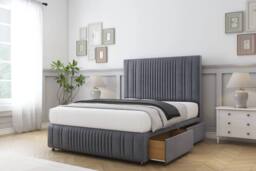 "Comfort Beds The Foxy Plush Divan Base No Drawers - 54"" Headboard-Footboard in Dark Grey - Size: Small Double" - thumbnail 2