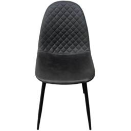 IH Design Corona Leather Steel Legs Dining Chairs (Set of 4) in Grey - thumbnail 3