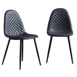 IH Design Corona Leather Steel Legs Dining Chairs (Set of 4) in Grey - thumbnail 4