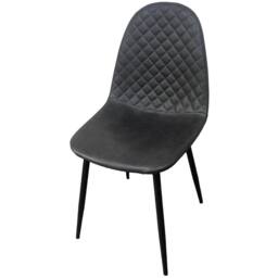IH Design Corona Leather Steel Legs Dining Chairs (Set of 4) in Grey - thumbnail 5