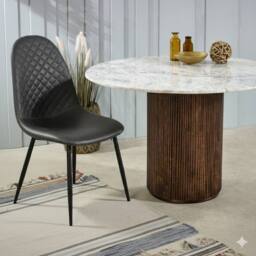 IH Design Corona Leather Steel Legs Dining Chairs (Set of 4) in Grey - thumbnail 1