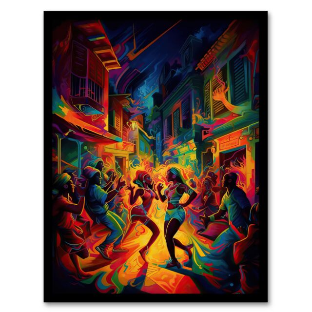 Artery8 Wall Art Print Reggaeton Urban Street Dance Reggae Music Latin American Dance Hall Colourful Rhythm Body Energy Theatre Arts Artwork Art - image 1
