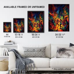 Artery8 Wall Art Print Reggaeton Urban Street Dance Reggae Music Latin American Dance Hall Colourful Rhythm Body Energy Theatre Arts Artwork Art - thumbnail 3
