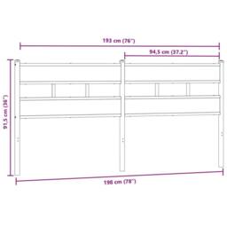 Berkfield Home Headboard Smoked Oak 193 cm Iron & Engineered Wood in Brown - thumbnail 6