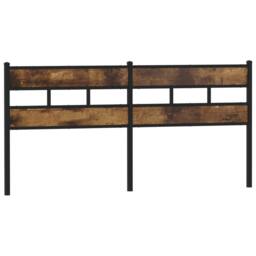 Berkfield Home Headboard Smoked Oak 193 cm Iron & Engineered Wood in Brown - thumbnail 2
