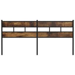 Berkfield Home Headboard Smoked Oak 193 cm Iron & Engineered Wood in Brown - thumbnail 3
