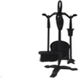 EONLION 5Pcs Fire Companion Set Poker Tongs Brush With Stand For Log Burners in Black - thumbnail 4