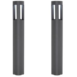 Loops 2 PACK Outdoor Post Bollard Light Grey Triangle IP54 Modern Driveway Lamp LED