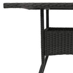 Berkfield Home Garden Table with Glass Top Black 80x80x75 cm Poly Rattan - Size: 80 x 80 x 75 cm - thumbnail 9