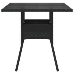 Berkfield Home Garden Table with Glass Top Black 80x80x75 cm Poly Rattan - Size: 80 x 80 x 75 cm - thumbnail 5