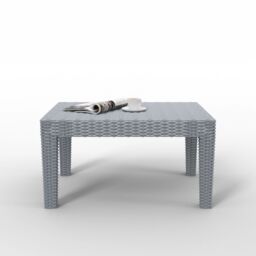 EONLION Grey Rattan Coffee End Table Wood Look Top Outdoor Dining Bistro Garden - thumbnail 3