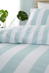 Catherine Lansfield 'Cove Stripe' Reversible Duvet Cover Set in Duck Egg Blue - Size: Single - thumbnail 4