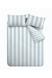 Catherine Lansfield 'Cove Stripe' Reversible Duvet Cover Set in Duck Egg Blue - Size: Single - thumbnail 5