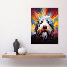 "Artery8 Wall Art Print Old English Sheep Dog Lover Gift Pet Portrait Colourful Artwork Painting Poster - Size: W18"" x H24""" - thumbnail 4