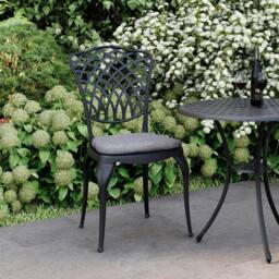 Charles Bentley Cast Aluminium Bistro Table & 2 Chairs Set Black Outdoor Table in Grey - thumbnail 2