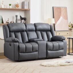 Artemis Home Sheridan 2 Seat Manual Recliner Sofa with Central Console in Grey - Size: 2 Seater - thumbnail 3