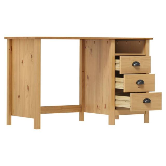 Berkfield Home Stylish Desk Hill with 3 Drawers 120x50x74 cm Solid Pine Wood in Brown - Size: 120 x 50 x 74 cm - image 1