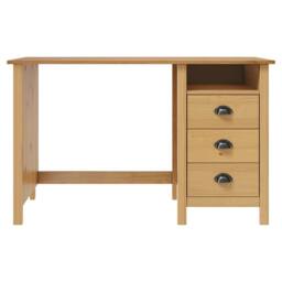 Berkfield Home Stylish Desk Hill with 3 Drawers 120x50x74 cm Solid Pine Wood in Brown - Size: 120 x 50 x 74 cm - thumbnail 3