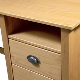 Berkfield Home Stylish Desk Hill with 3 Drawers 120x50x74 cm Solid Pine Wood in Brown - Size: 120 x 50 x 74 cm - thumbnail 4