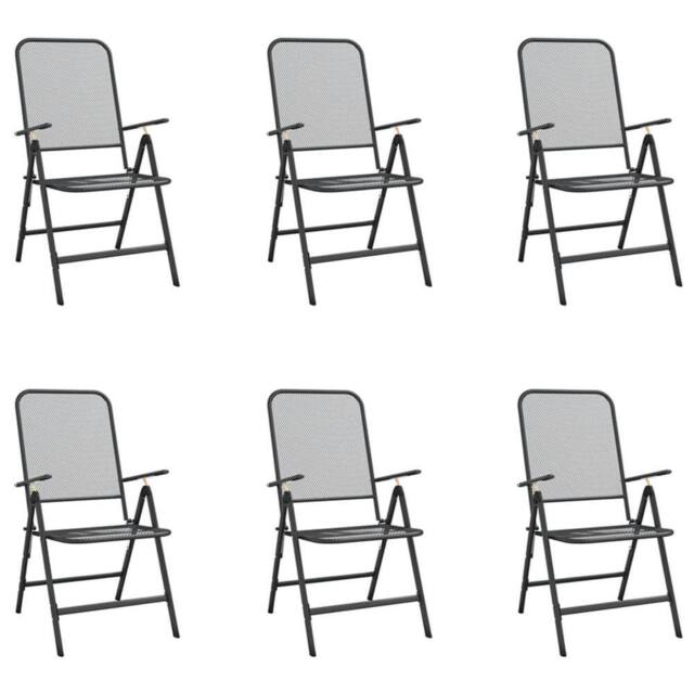 Berkfield Home Beautiful 7 Piece Garden Dining Set Anthracite Metal Mesh in Black - image 1