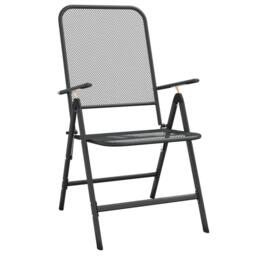 Berkfield Home Beautiful 7 Piece Garden Dining Set Anthracite Metal Mesh in Black - thumbnail 4
