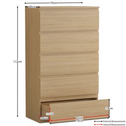 Home Discount Vida Designs Denver 4Pc Bedroom Set(2 Bedside, 5 Drawer Chest, Wardrobe) in Brown - thumbnail 3