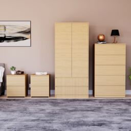 Home Discount Vida Designs Denver 4Pc Bedroom Set(2 Bedside, 5 Drawer Chest, Wardrobe) in Brown - thumbnail 6