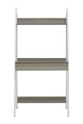 Orsina Light Oak Effect Desk or Ladder Unit, Desk With Pull-Out Slider, White Powder-Coated Metal Frame Working Desk in Grey - thumbnail 2