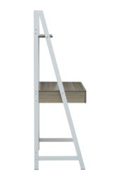 Orsina Light Oak Effect Desk or Ladder Unit, Desk With Pull-Out Slider, White Powder-Coated Metal Frame Working Desk in Grey - thumbnail 4