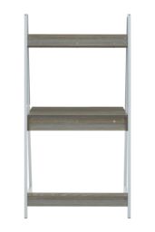 Orsina Light Oak Effect Desk or Ladder Unit, Desk With Pull-Out Slider, White Powder-Coated Metal Frame Working Desk in Grey - thumbnail 5