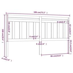 Berkfield Home Beautiful Bed Headboard Grey 186x4x100 cm Solid Wood Pine - Size: 186 x 4 x 100 cm - thumbnail 5
