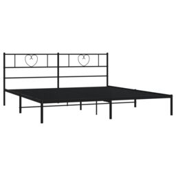 Berkfield Home Metal Bed Frame with Headboard Black 180x200 cm Super King - thumbnail 4