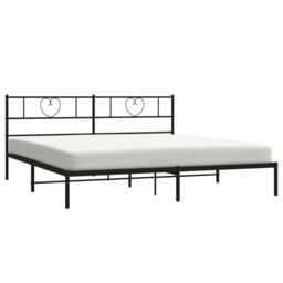 Berkfield Home Metal Bed Frame with Headboard Black 180x200 cm Super King - thumbnail 3
